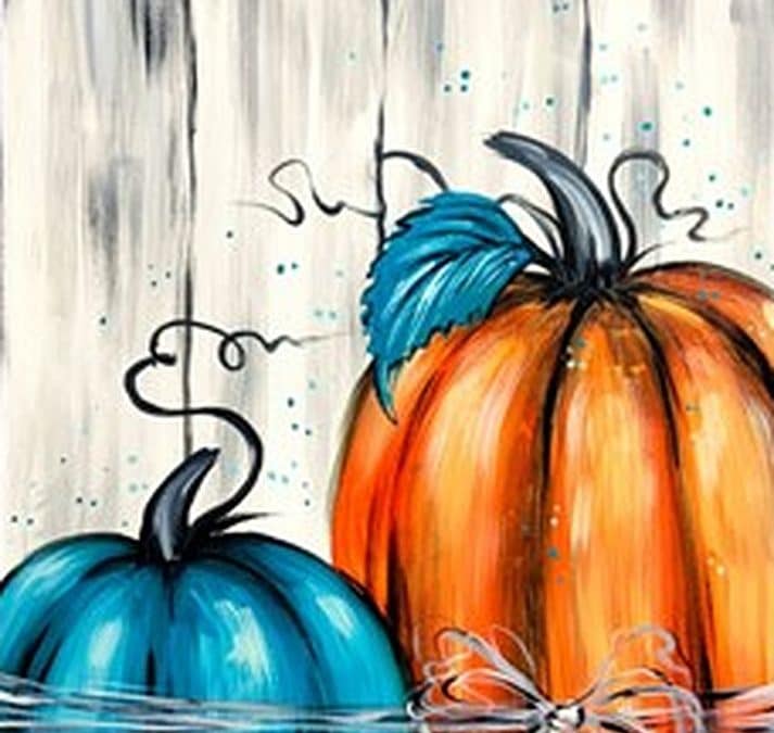 Paint Party: Teal and Orange Pumpkin Duo